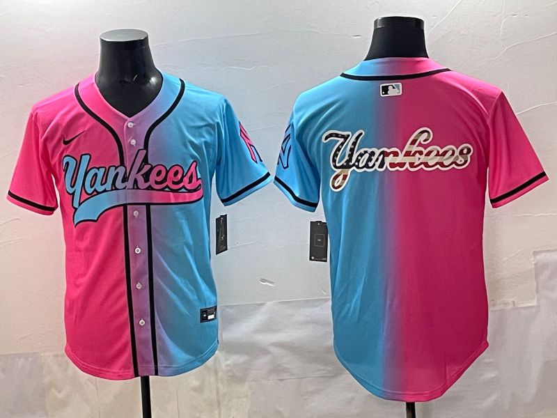 Men 2025 New York Yankees Blank Blue pink Game Nike MLB Jersey style 007